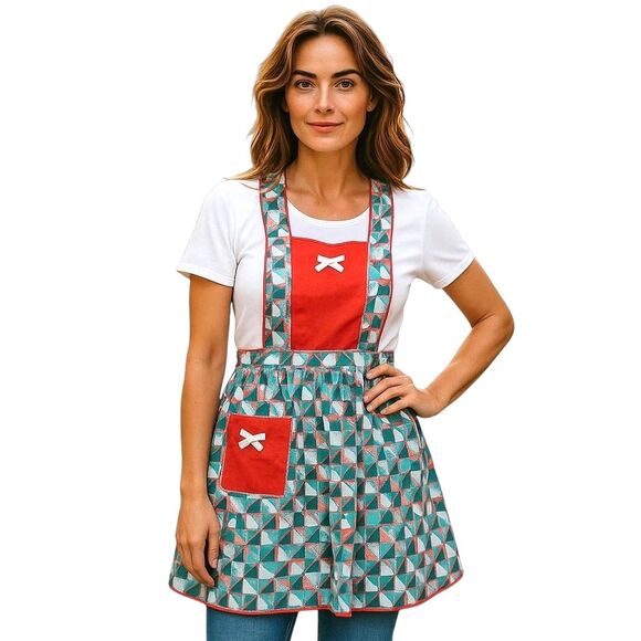 Vintage 70's Retro Bib Style Apron Another Fine Artistic Product Tie Back - Picture 1 of 8